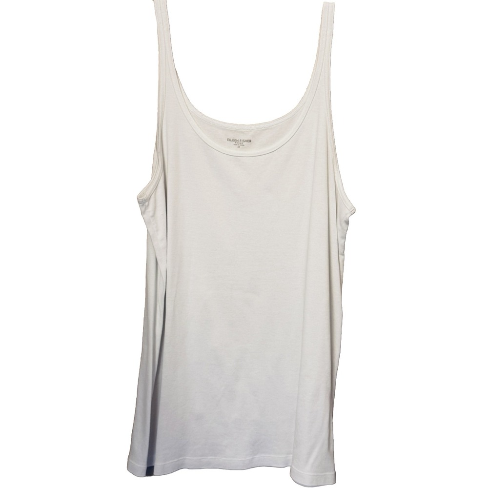 EILEEN FISHER Woman 100% Organic Cotton Pull-On WHITE Tank Top Women's Sz 2X